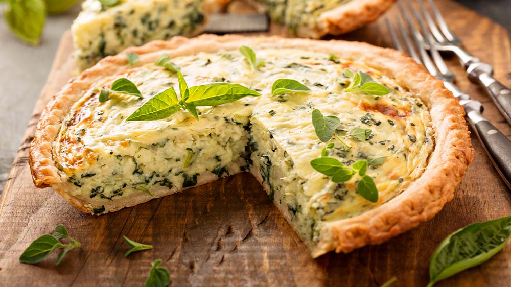 Kräuterquiche mit Spinat