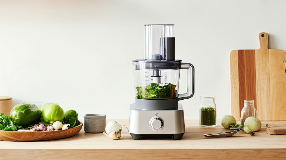 Food Processor in der Küche mit Gemüse